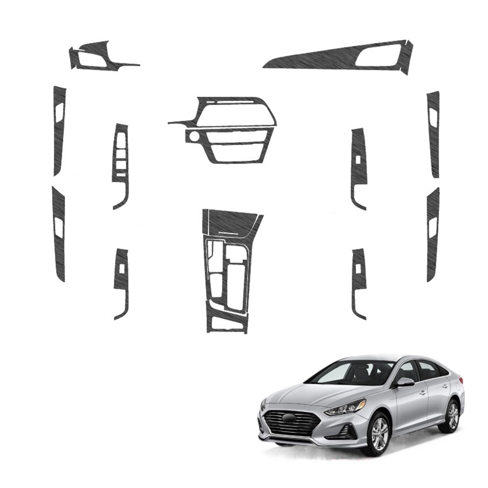 Auto-Innenaufkleber, kompatibel mit Hyundai Sonata YF LF 2011–2017, Hebefenster-Panel-Aufkleber, Getriebe-Armaturenbrett-Folie, internes Zubehör(Black 15-17) von JFAQIPEI