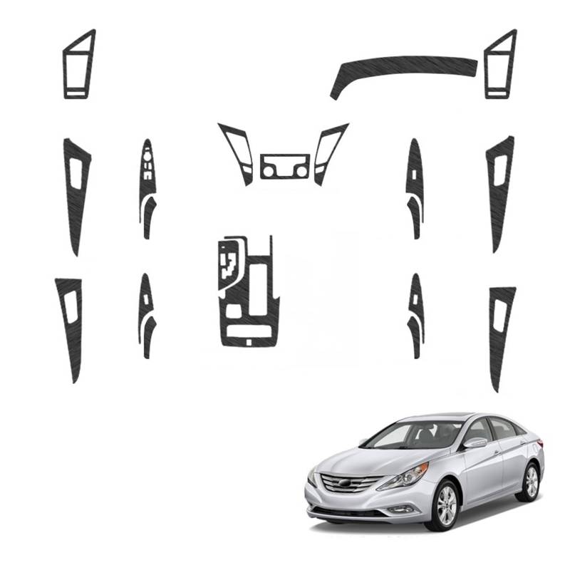 Auto-Innenaufkleber, kompatibel mit Hyundai Sonata YF LF 2011–2017, Hebefenster-Panel-Aufkleber, Getriebe-Armaturenbrett-Folie, internes Zubehör(Black11-14WithHeat) von JFAQIPEI