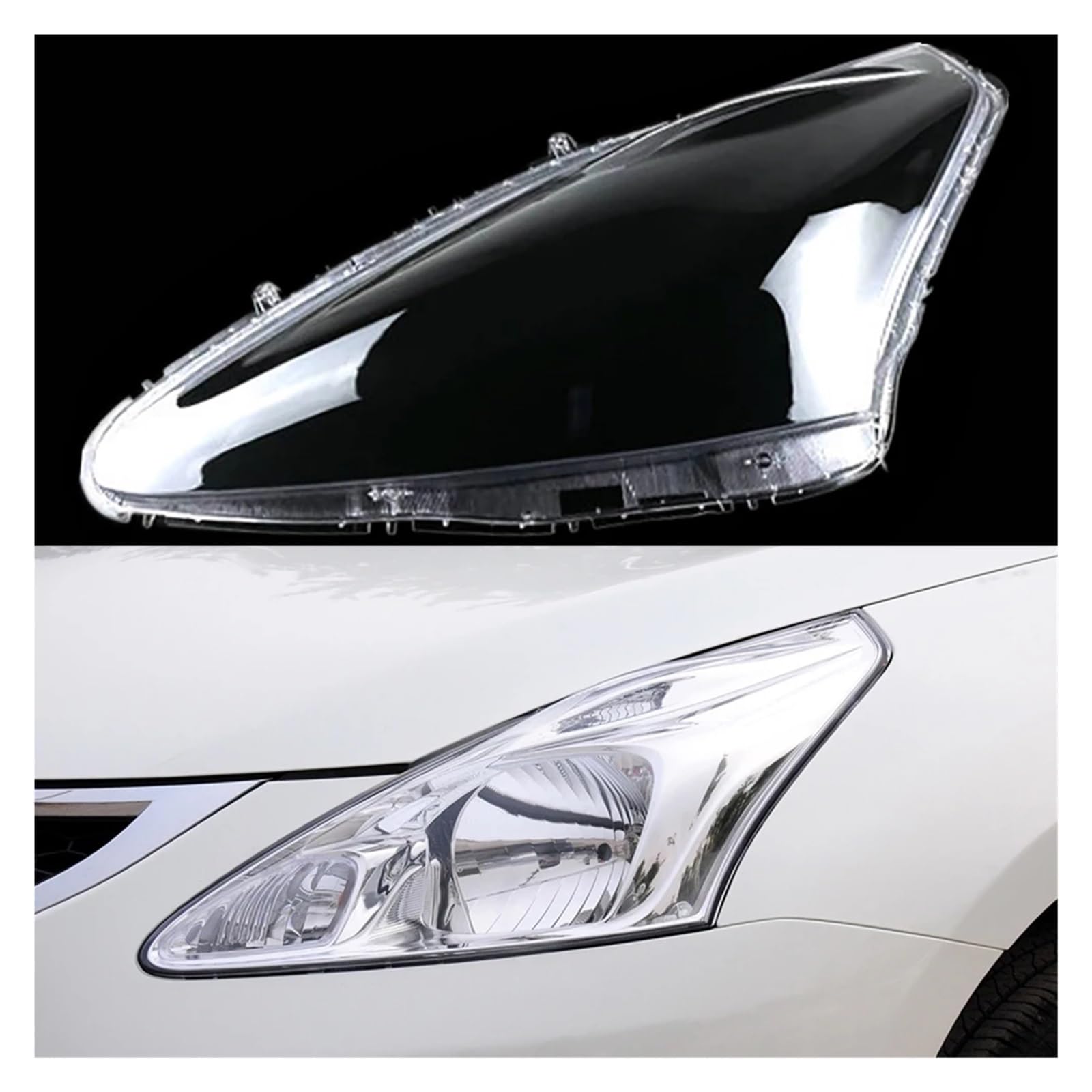 Auto-Scheinwerfer-Lampenabdeckung, Glas, Lampenschale, Scheinwerfer-Objektivabdeckung, transparenter Lampenschirm, kompatibel for Nissan Tiida 2011 2012 2013 2014 2015(Left) von JFAQIPEI