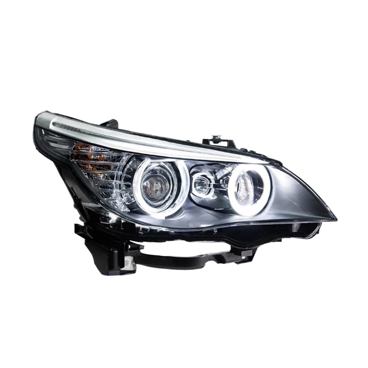 Autolicht kompatibel for BMW E60 2003–2010 5er-Serie 520i Halogenscheinwerfer Autoscheinwerfer-Montage-Upgrade Angel Eyes Design Bicofal Lens Zubehör(E60 LCI LED) von JFAQIPEI