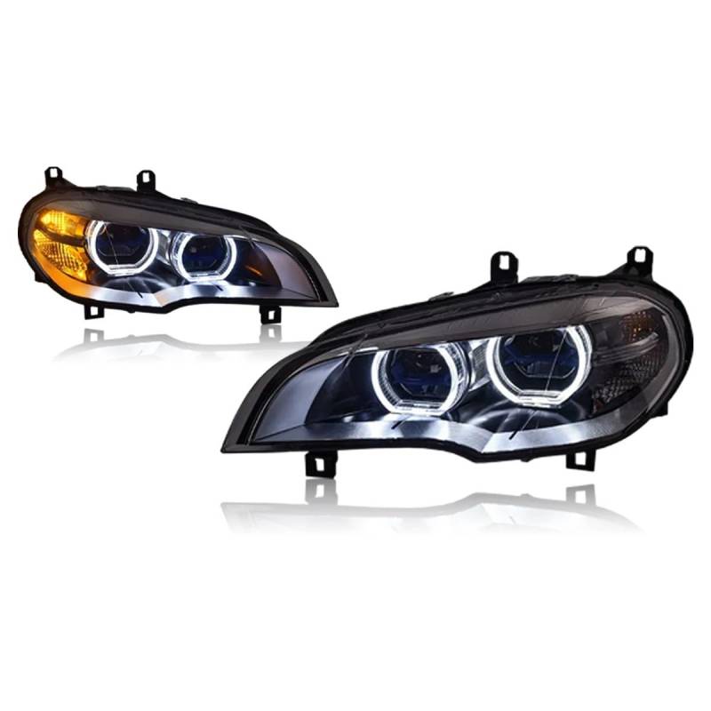 Autoscheinwerfer Kompatibel for BMW X5 E70 2007-2013 Halogenscheinwerfer Autolampen Tagfahrlicht Dynamische Blinker Autozubehör(For 2007-2010) von JFAQIPEI