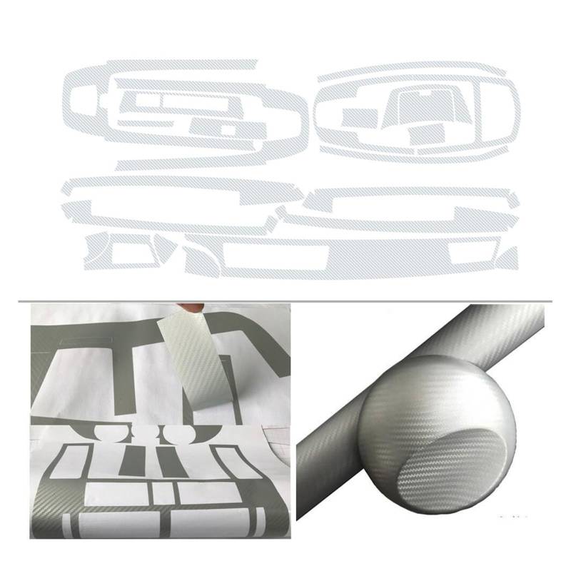 Carbon-Faser-Auto-Innenraum-Mitteltürgriff-Konsolenabdeckung Farbwechsel-Formteil-Aufkleber-Abziehbilder, kompatibel for BMW 7er-Serie E65 E66 2002–08(3D CF Silver,Left-Hand Drive) von JFAQIPEI