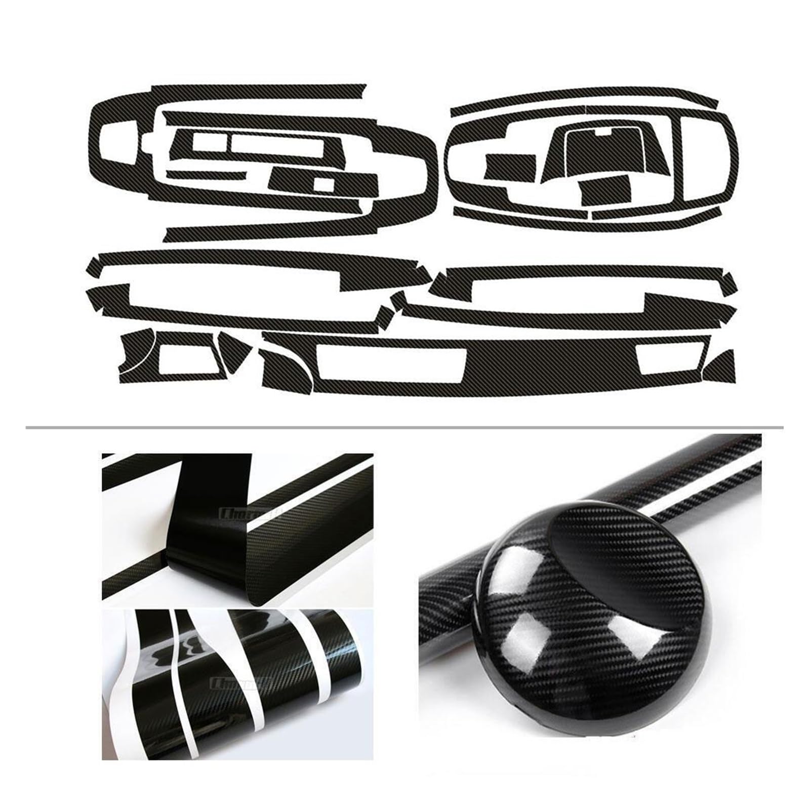 Carbon-Faser-Auto-Innenraum-Mitteltürgriff-Konsolenabdeckung Farbwechsel-Formteil-Aufkleber-Abziehbilder, kompatibel for BMW 7er-Serie E65 E66 2002–08(5D CF Black,Left-Hand Drive) von JFAQIPEI