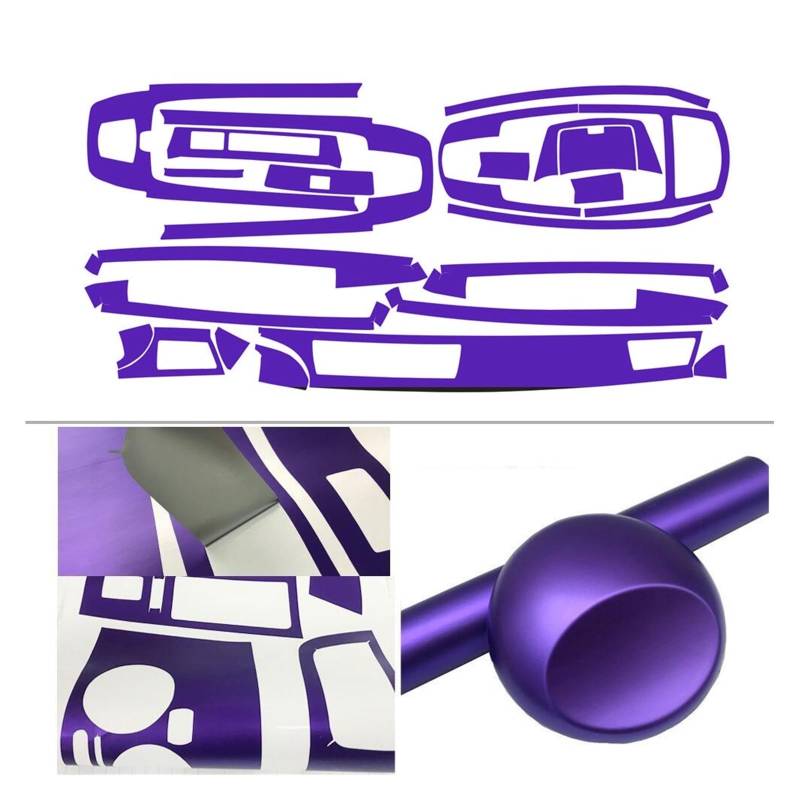 Carbon-Faser-Auto-Innenraum-Mitteltürgriff-Konsolenabdeckung Farbwechsel-Formteil-Aufkleber-Abziehbilder, kompatibel for BMW 7er-Serie E65 E66 2002–08(Ice matt Purple,Left-Hand Drive) von JFAQIPEI