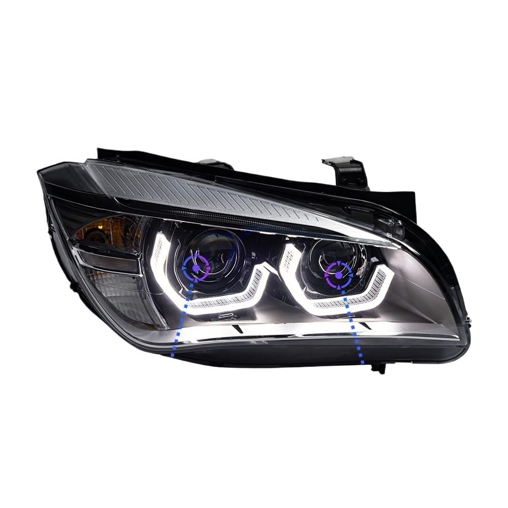 JFAQIPEI Auto-Styling-Scheinwerfer, kompatibel mit BMW X1 E84, Halogenscheinwerfer, Scheinwerfer-Projektorlinse 2011–2015, AngelEye DRL, Hid Bi Xenon, Autozubehör(For Halogen,LHD) von JFAQIPEI