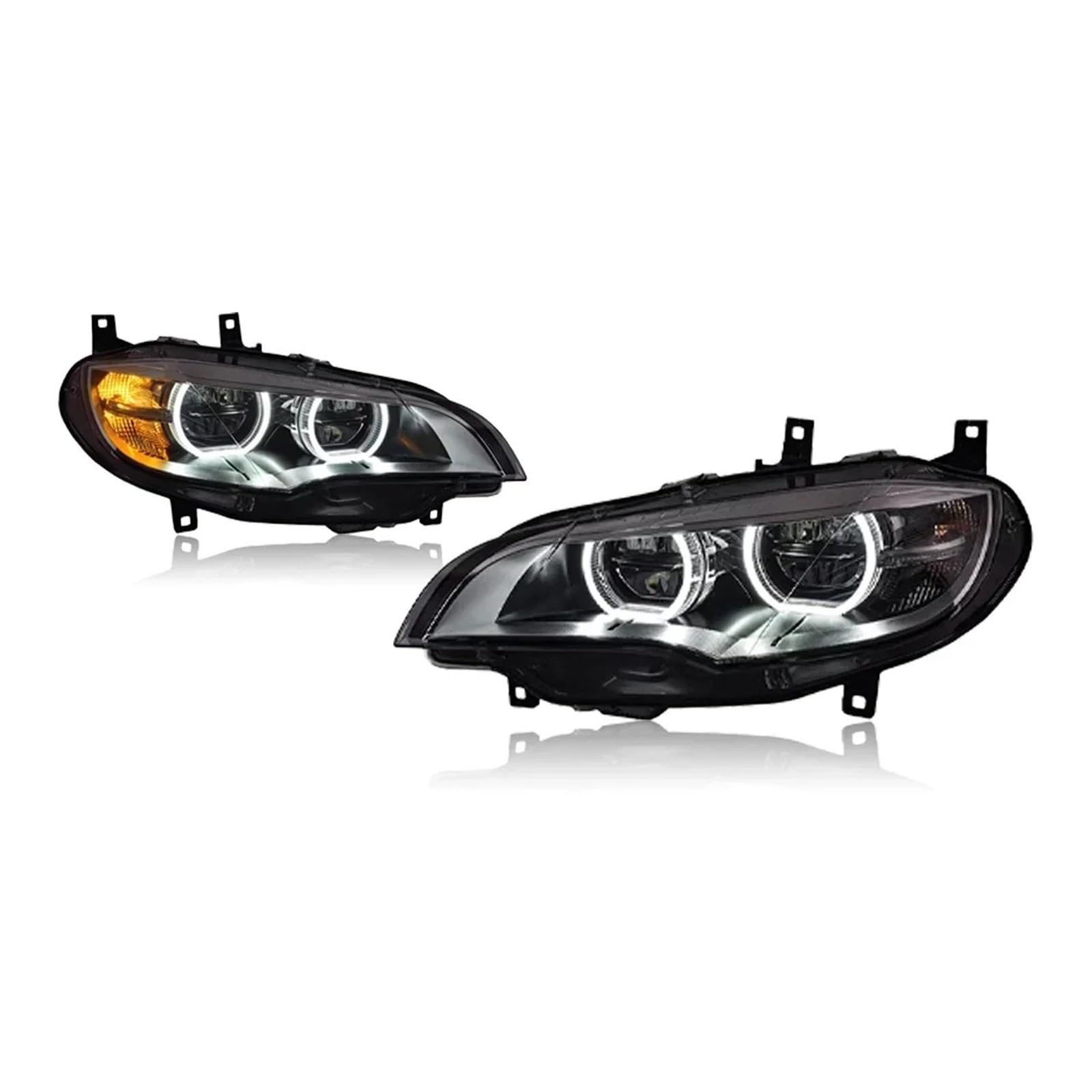 JFAQIPEI Autoscheinwerferbaugruppe Kompatibel for BMW X6 E71 2008-2014 Scheinwerfer-Upgrade modifiziert auf dynamische Blinker-Tagfahrlicht-Blinker-Brems-Halogenscheinwerfer(For original no AFS) von JFAQIPEI