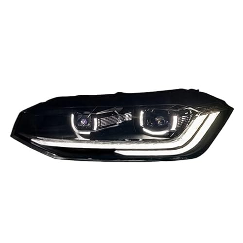 JFAQIPEI Frontlampe kompatibel for VW Polo 2011-2023 Polo-Kopflicht-Halogenscheinwerfer DRL-Montage-Upgrade Dynamisches Signal Autozubehör(2019-2023 Sliver,ONE PAIR_RHD) von JFAQIPEI