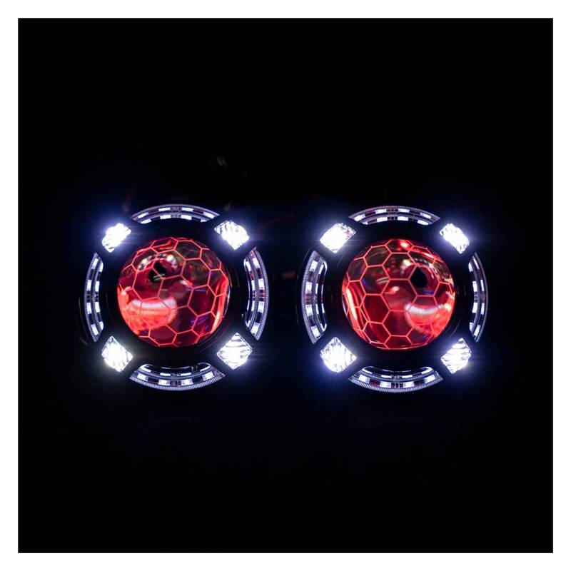 JFAQIPEI Kompatibel for Nissan PATROL Y61 SERIES1-3(1997-2004) BENUTZERDEFINIERTE SCHEINWERFER Cuboid Angel Eye Turbine RGB Sequentielle Anzeige + DRL(P w,RED_2 PIECES_LHD) von JFAQIPEI