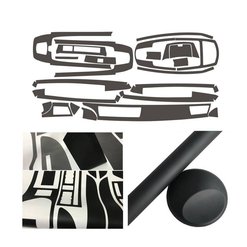 Kompatibel for BMW 7er E65 E66 2002–2008, Innen-Zentralsteuerung, Türgriff, Kohlefaser-Aufkleber, Auto-Styling-Zubehör(Ice matt Black,RHD) von JFAQIPEI