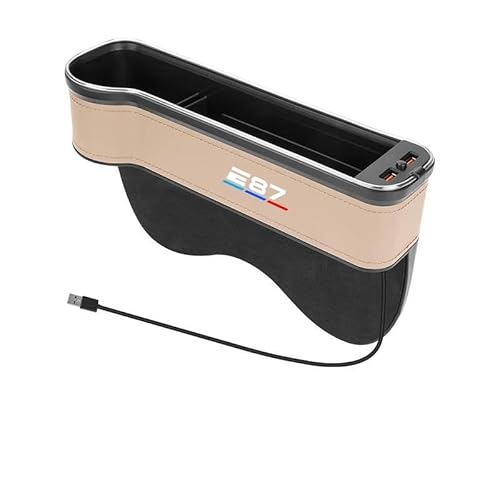 Kompatibel for BMW E87 Gm Auto 7-Farben-Aufbewahrungsbox mit Atmosphärenlicht Auto-Reinigungsorganisator USB-Aufladung Auto-Innenzubehör(Beige Left) von JFAQIPEI