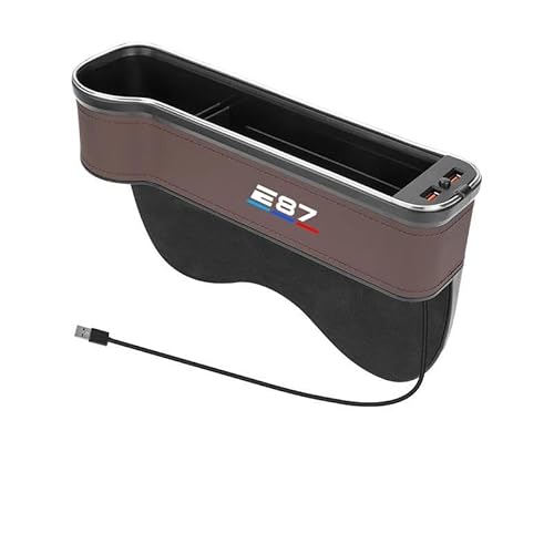 Kompatibel for BMW E87 Gm Auto 7-Farben-Aufbewahrungsbox mit Atmosphärenlicht Auto-Reinigungsorganisator USB-Aufladung Auto-Innenzubehör(Brown Left) von JFAQIPEI