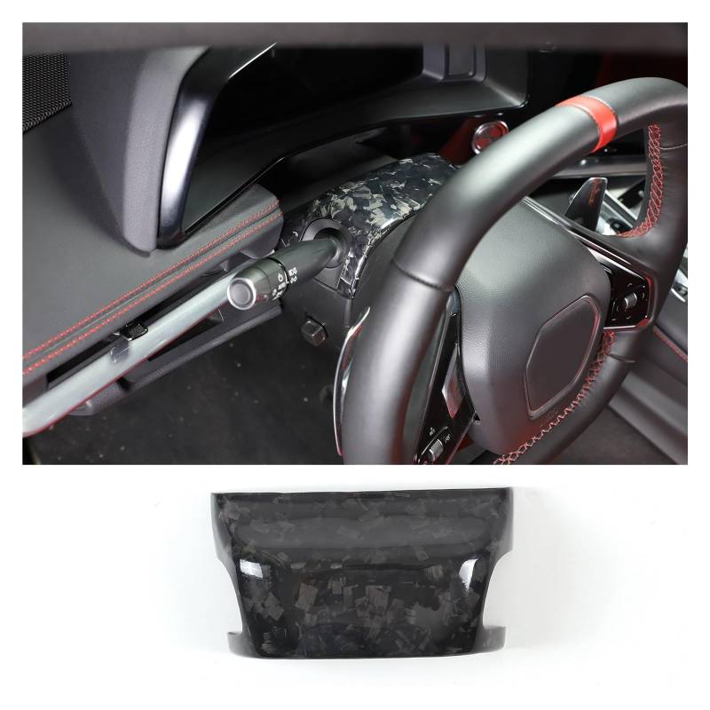 Kompatibel for Corvette C8 2020-2023 Real Carbon Fiber Auto Lenkrad Basis Untere Abdeckung Aufkleber Auto Innen Zubehör(1pcs Style A-01) von JFAQIPEI