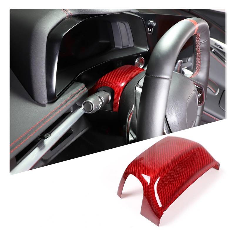 Kompatibel for Corvette C8 2020-2023 Real Carbon Fiber Auto Lenkrad Basis Untere Abdeckung Aufkleber Auto Innen Zubehör(1pcs Style A-02) von JFAQIPEI