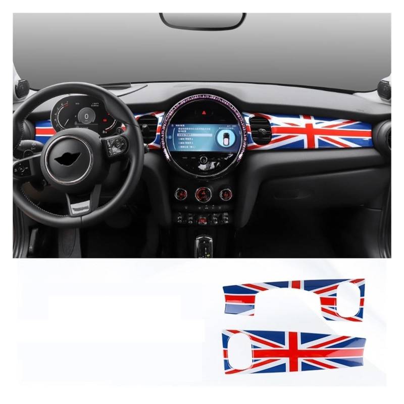 Kompatibel for Mini Cooper F55 F56 2022, Auto-Armaturenbrett-Abdeckung, Aufkleber, Innengehäuse, Mittelkonsole, Verkleidung, Auto-Autoteile-Zubehör(Union Jack) von JFAQIPEI