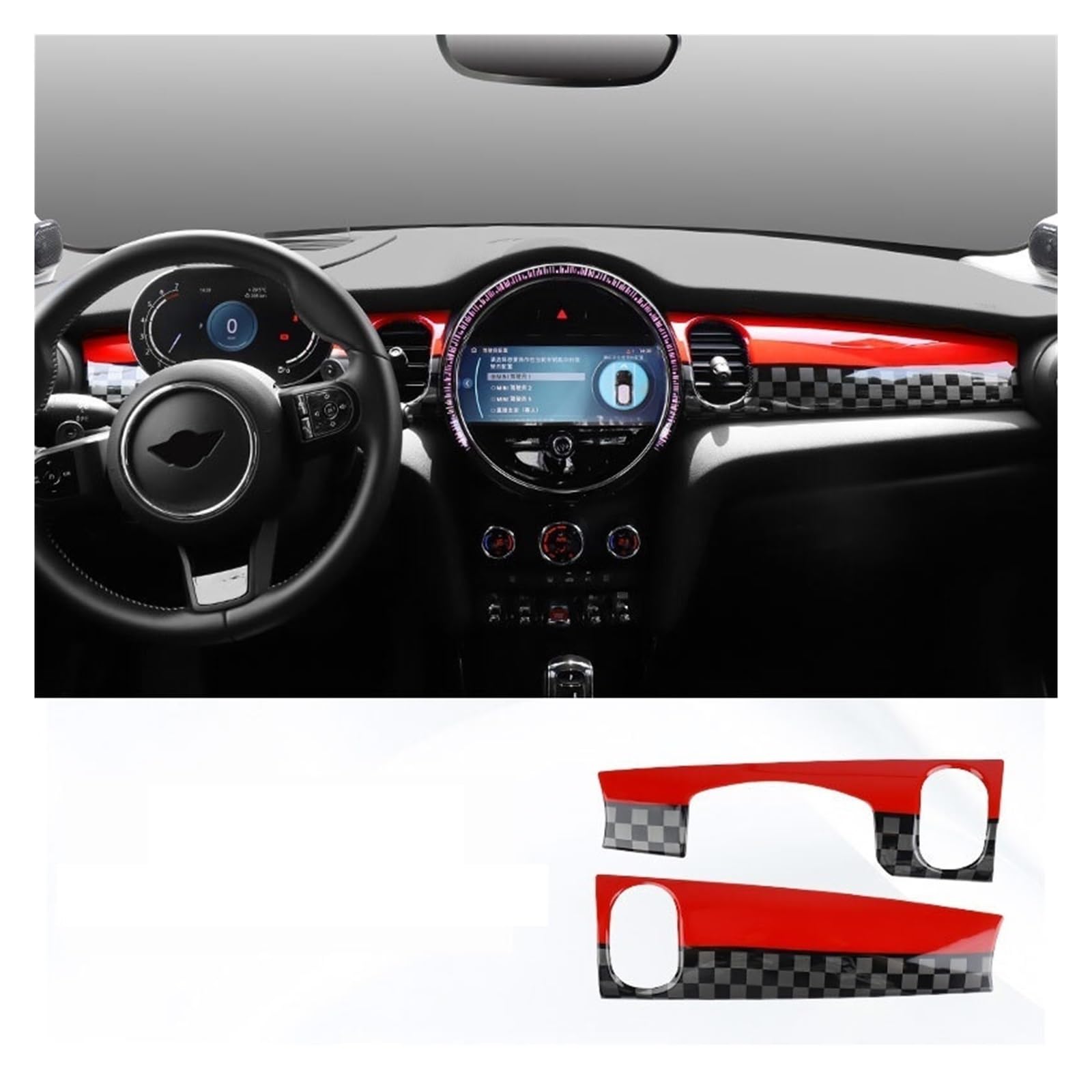 Kompatibel for Mini Cooper F55 F56 2022, Auto-Armaturenbrett-Abdeckung, Aufkleber, Innengehäuse, Mittelkonsole, Verkleidung, Auto-Autoteile-Zubehör(for JCW) von JFAQIPEI