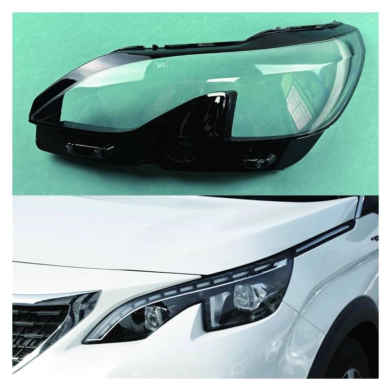 Kompatibel for Peugeot 4008 5008 2017 2018 2019 Hohe Scheinwerferabdeckung Transparenter Lampenschirm Scheinwerferschale Plexiglas Ersetzen Sie die Originallinse(High Left) von JFAQIPEI