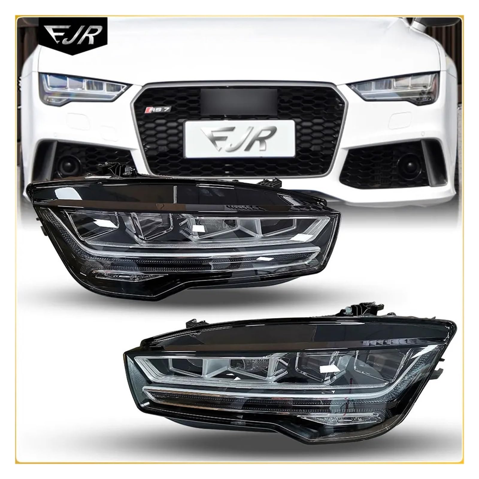 Matrix-Scheinwerferbaugruppe Kompatibel for Audi A7 Modifikation 2011 bis 2018 Alle Halogenscheinwerfer Kopf Frontlicht Flow Light Lenklampe(Halogen,11-14_2_1) von JFAQIPEI