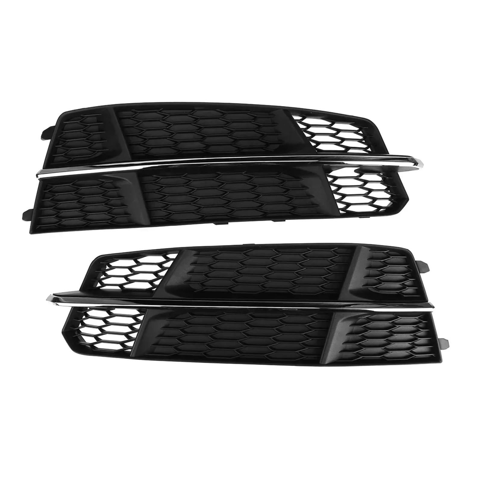 Nebelscheinwerfer-Kühlergrill-Abdeckung, kompatibel for Audi A6 C7 A6L S-Line 2015–2018, Nebelscheinwerfer-Lampenabdeckung, Waben-Hex-Frontgrill, 4G0807681AN(With Chrome) von JFAQIPEI