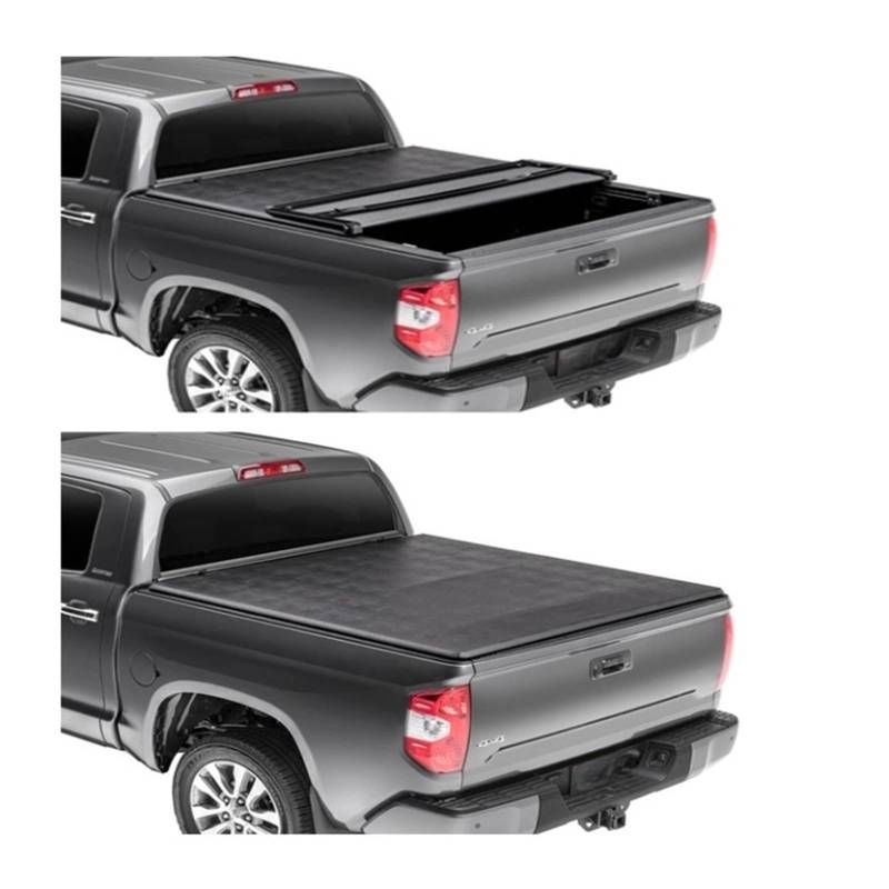 Pickup Weich-PVC dreifach gefaltete Tonneau-Abdeckung Rolldeckel Verschluss hinten Tonneau-Abdeckung kompatibel for Toyota Tundra 2020+ von JFAQIPEI