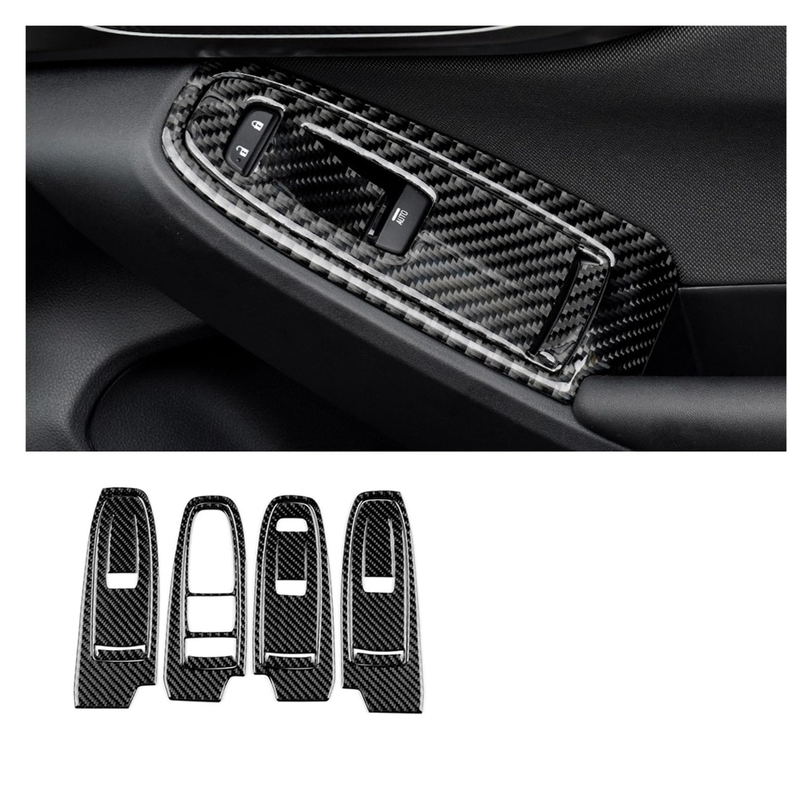 Real Carbon Fiber Aufkleber kompatibel for Subaru WRX/WRX STI 2022 2023 Autotür Fenster Schalter Button Panel Innenverkleidung Abdeckung Zubehör(LHD Black) von JFAQIPEI