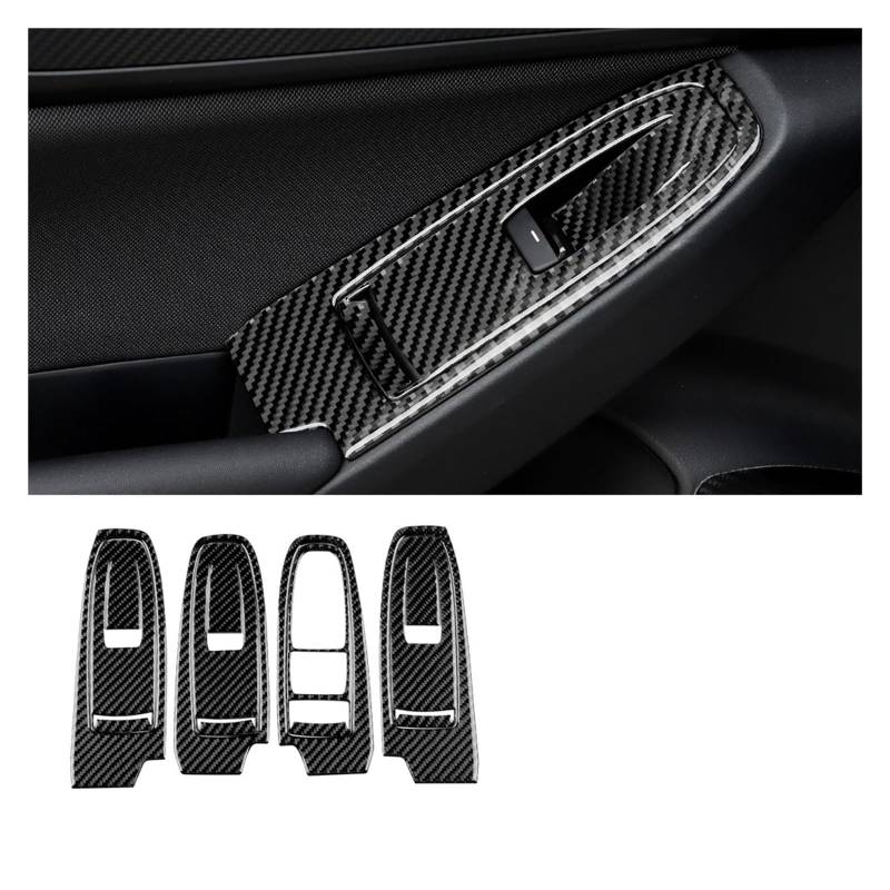 Real Carbon Fiber Aufkleber kompatibel for Subaru WRX/WRX STI 2022 2023 Autotür Fenster Schalter Button Panel Innenverkleidung Abdeckung Zubehör(RHD Black) von JFAQIPEI