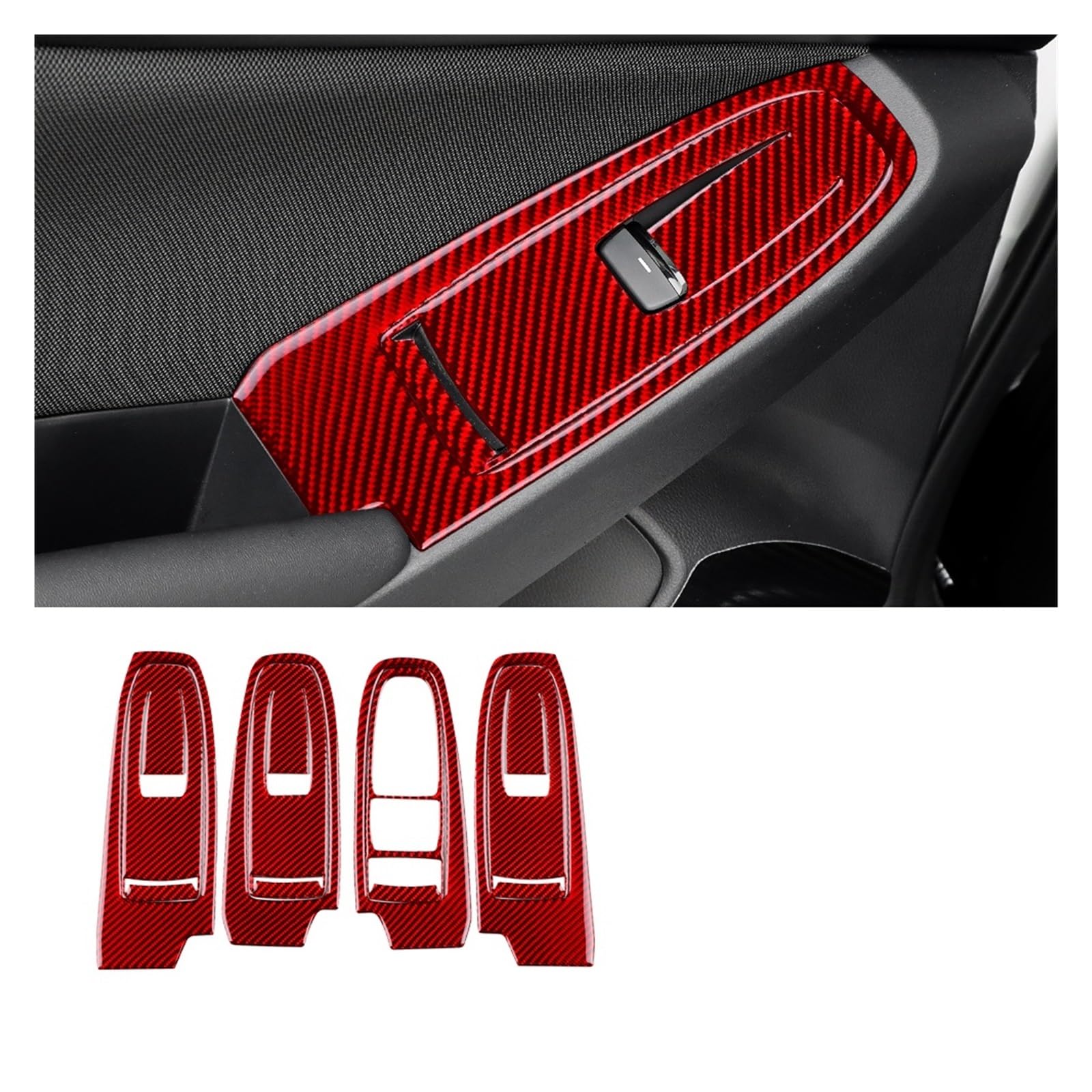 Real Carbon Fiber Aufkleber kompatibel for Subaru WRX/WRX STI 2022 2023 Autotür Fenster Schalter Button Panel Innenverkleidung Abdeckung Zubehör(RHD Red) von JFAQIPEI