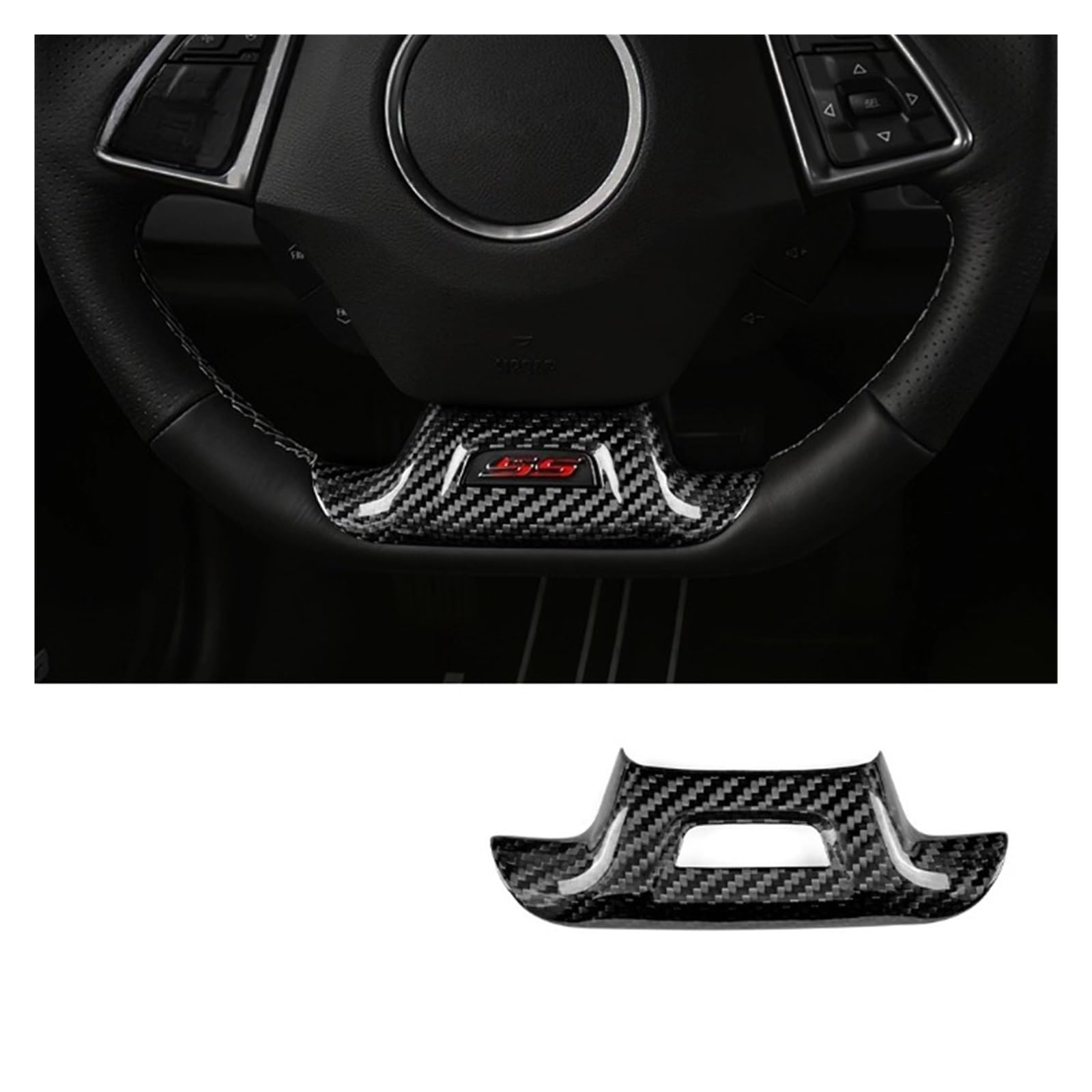 Real Carbon Fiber Kompatibel for Camaro 2016 2017 2018 2019 2020 2021 2022 Zubehör Innen Auto Lenkrad Abdeckung Aufkleber(Black Bottom) von JFAQIPEI