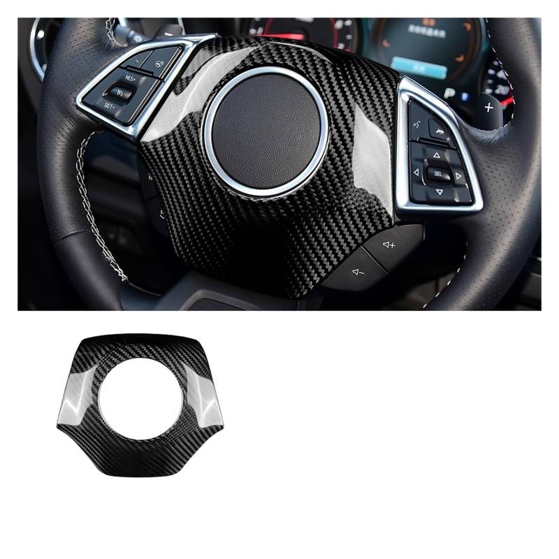 Real Carbon Fiber Kompatibel for Camaro 2016 2017 2018 2019 2020 2021 2022 Zubehör Innen Auto Lenkrad Abdeckung Aufkleber(Black Center) von JFAQIPEI