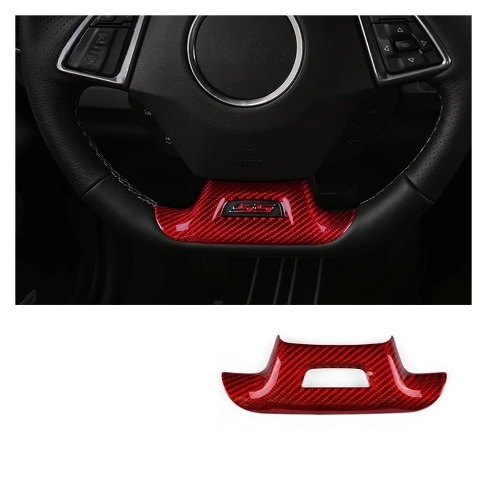 Real Carbon Fiber Kompatibel for Camaro 2016 2017 2018 2019 2020 2021 2022 Zubehör Innen Auto Lenkrad Abdeckung Aufkleber(Red Bottom) von JFAQIPEI