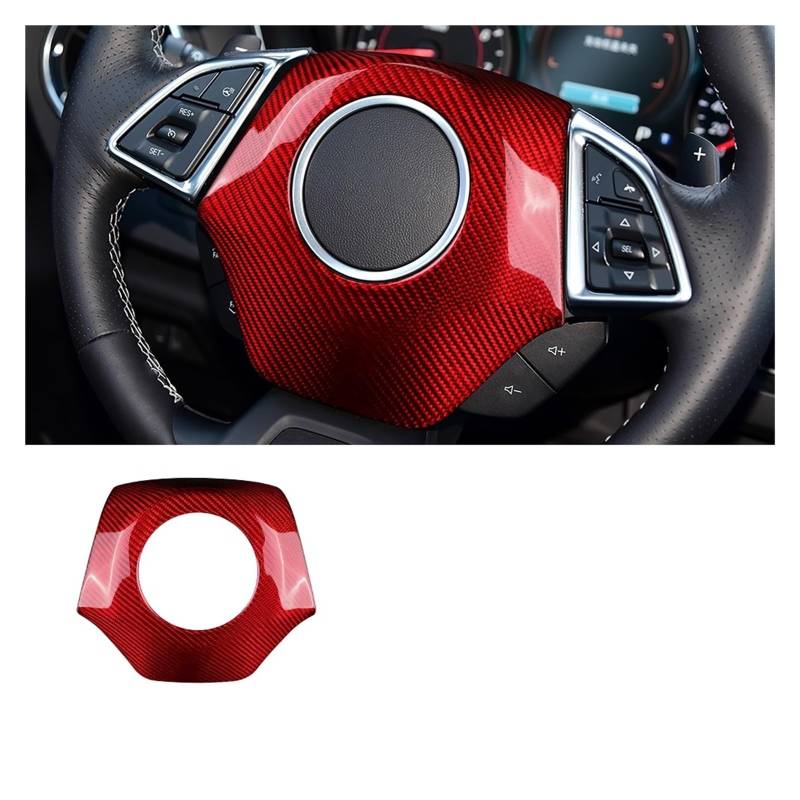 Real Carbon Fiber Kompatibel for Camaro 2016 2017 2018 2019 2020 2021 2022 Zubehör Innen Auto Lenkrad Abdeckung Aufkleber(Red Center) von JFAQIPEI