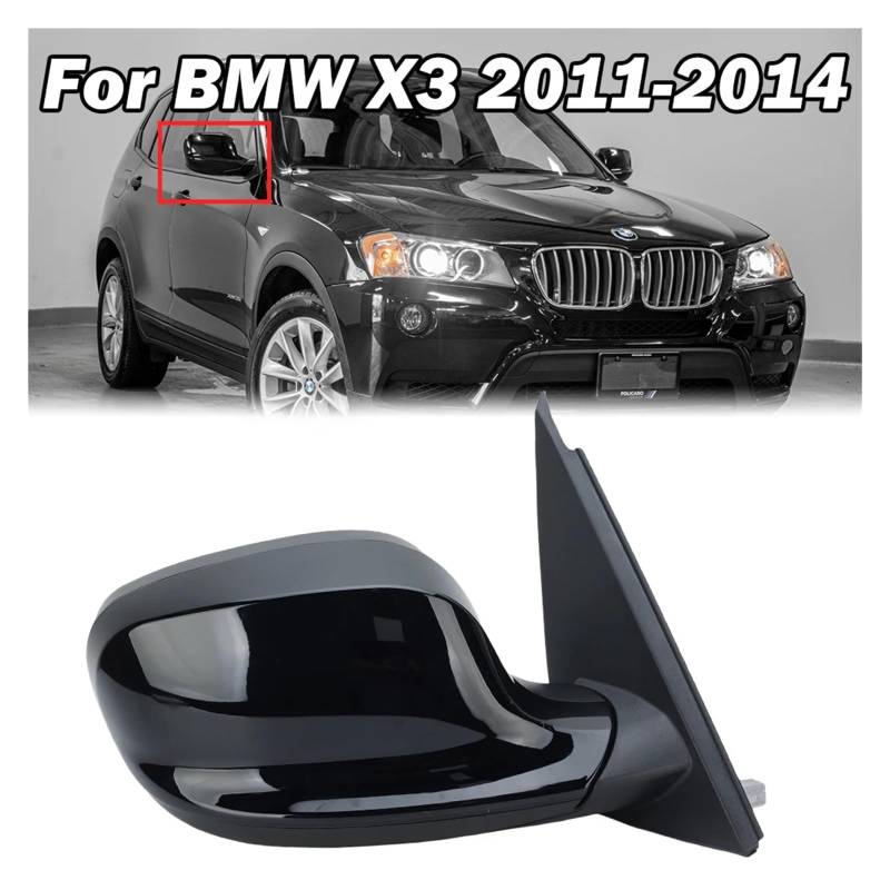 Seitliche Rückspiegelbaugruppe, kompatibel for BMW X3 2011–2014, ohne toten Winkel, ohne Kamera, beheizte Tür, Rückspiegel, Autozubehör(1pc left) von JFAQIPEI