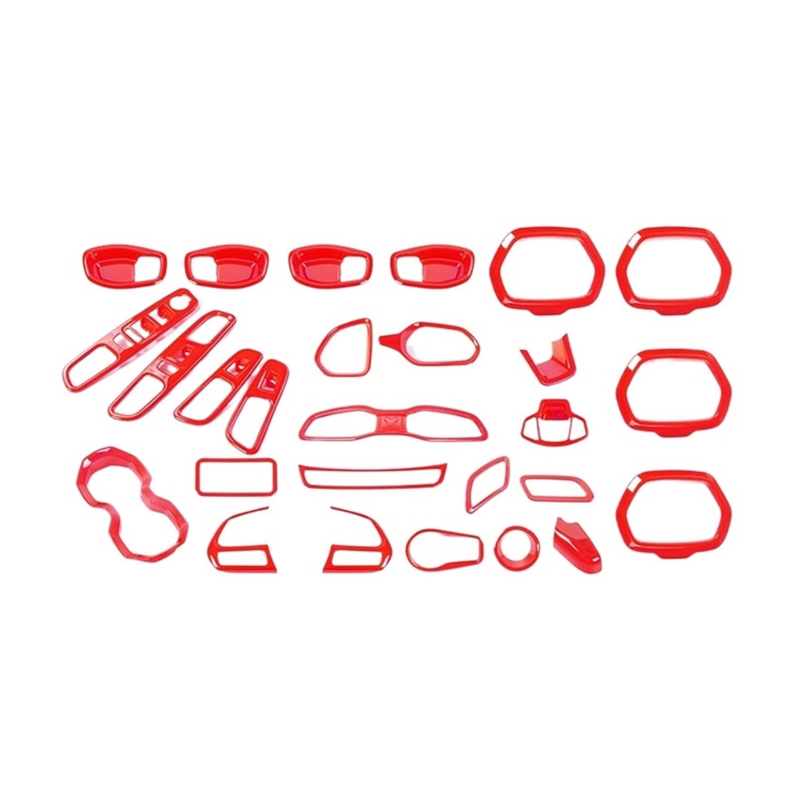 TESIN 12/31 PCS ABS Auto Innendekoration Abdeckung Trim Aufkleber Zubehör Kompatibel for Jeep Renegade 2016 2017 2018 Auto Styling(31 pcs Red) von JFAQIPEI