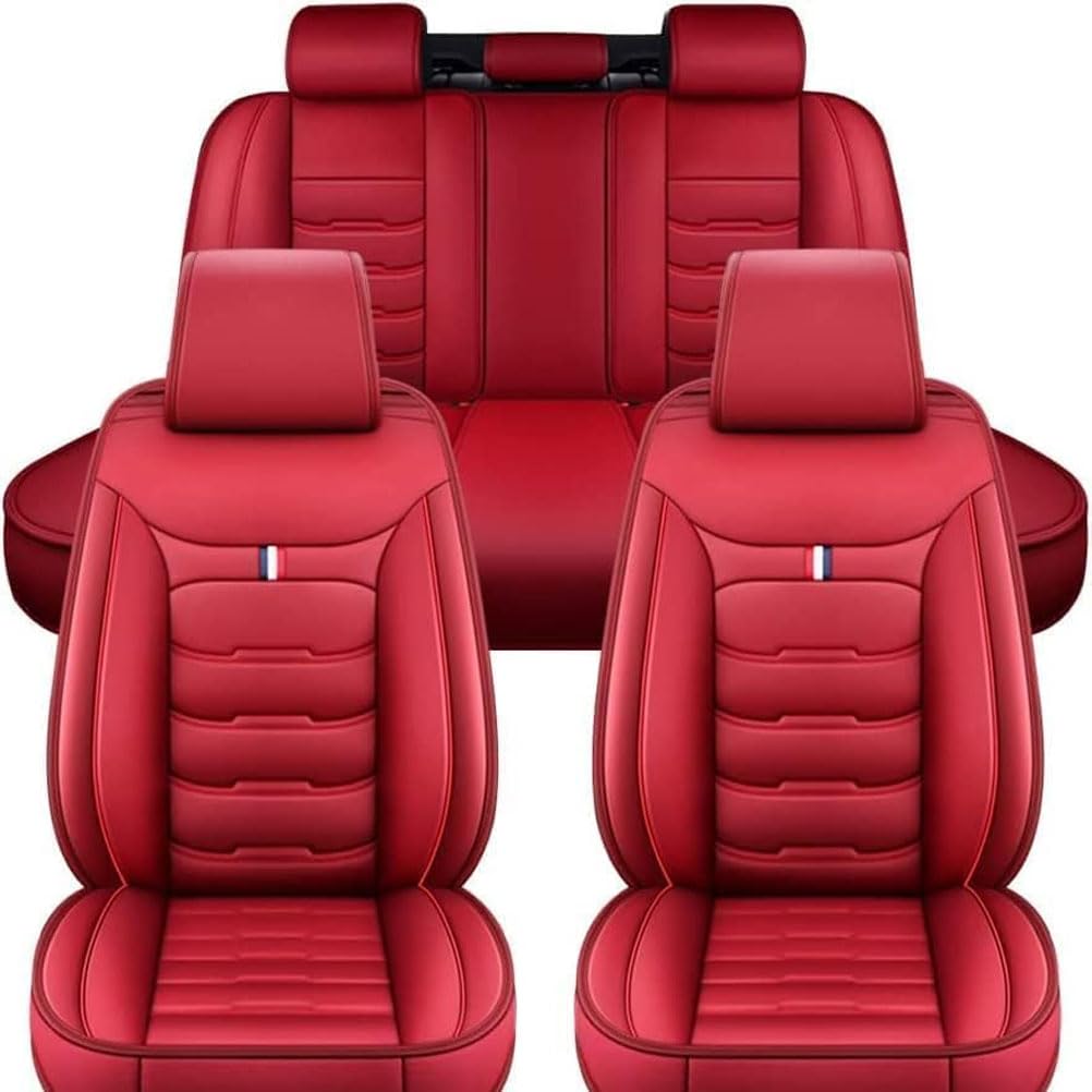 Auto Sitzbezüge Sets für Peugeot 206 207 307 308 508 607 2008, Autositzbezüge Autositzschoner Full Set Wasserdichtes Komfortabler Innenraum Zubehör,C/Red von JFENGNB