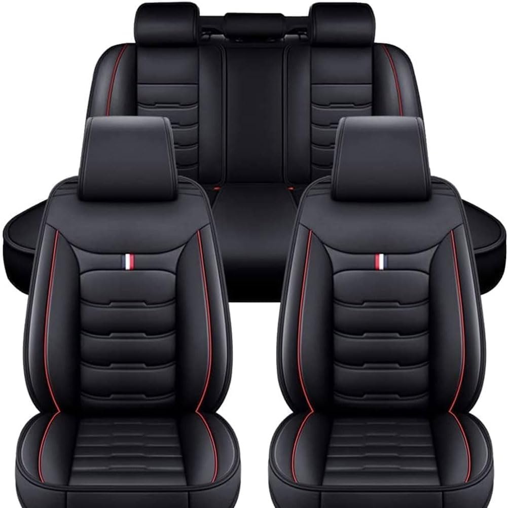 JFENGNB Auto Sitzbezüge Sets für Mitsubishi Outlander 2022, Autositzbezüge Autositzschoner Full Set Wasserdichtes Komfortabler Innenraum Zubehör,E/Black-red von JFENGNB