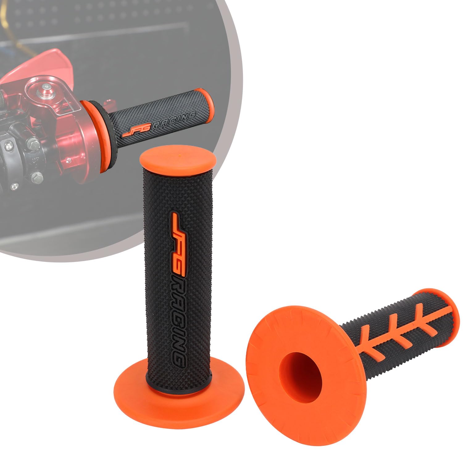 1 Paar Dirt Bike Lenkergriffe,22 mm/24 mm Motorrad Griffe Lenkergriffe rutschfest für Pit Dirt Bike Motocross-Orange von JFG RACING