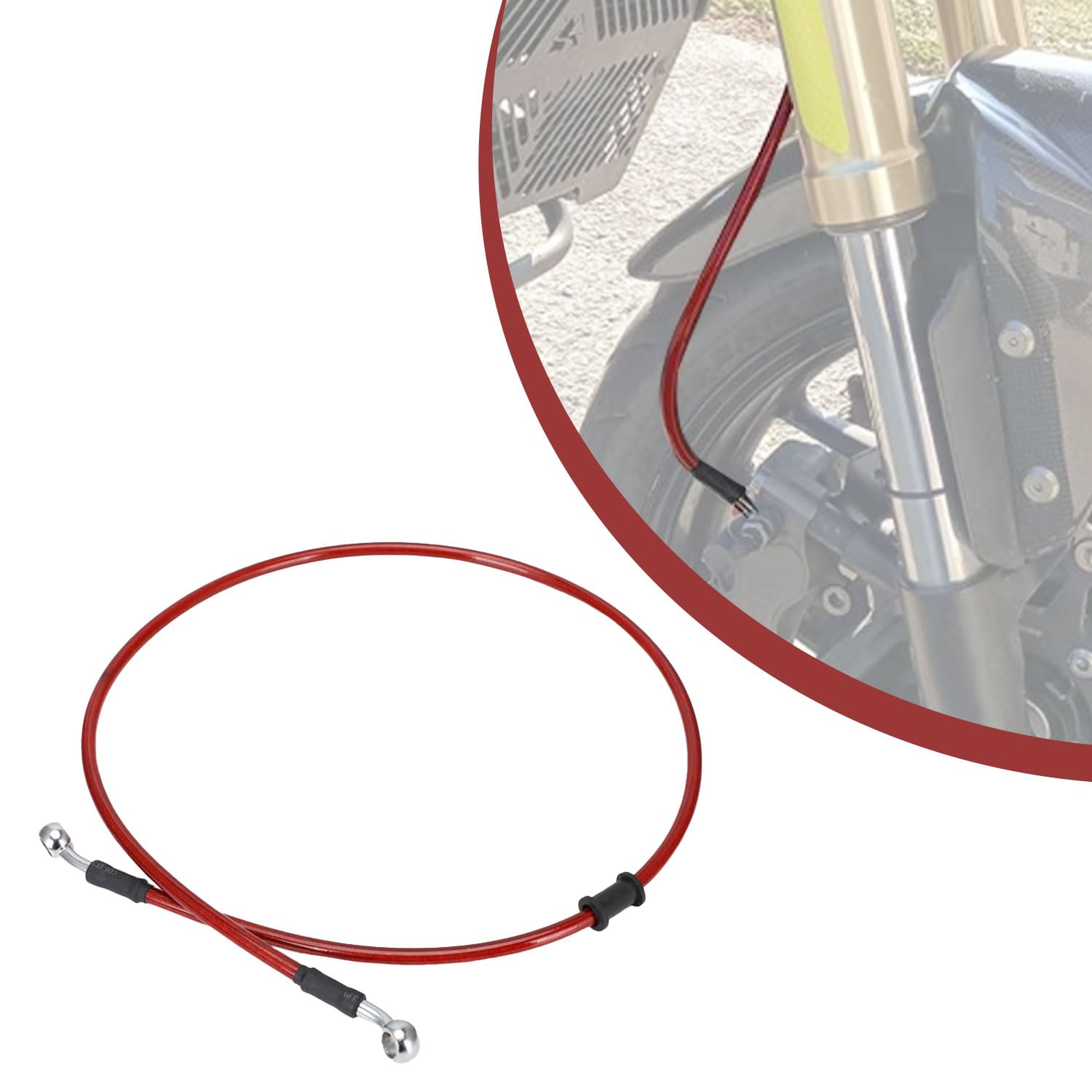 90cm Motorrad Bremsschlauch,Motorrad Stahlflex Bremsleitung Hydraulische Bremsleitung Vorne und Hinten für Pit Bike Dirt Bike Enduro Motocross ATV Quad-Rot von JFG RACING