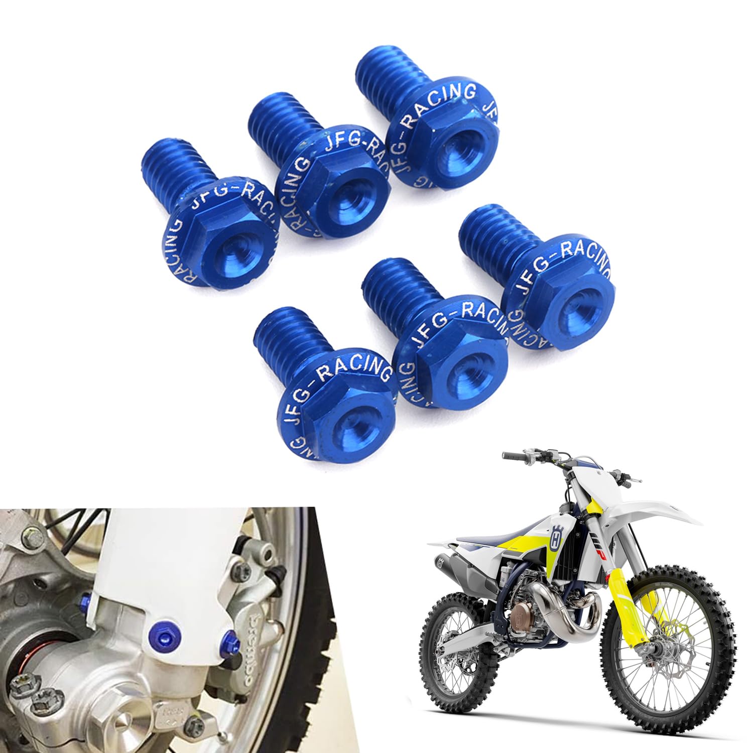 JFG RACING 6PCS Motorrad Vordergabeln Schutzschrauben für TC50/65/85/125/250 TE125-300/250i/300i TX125/300 FC250-450 FC250-450 FE250-501 FX350/450 FS450 Enduro 701 Blau von JFG RACING