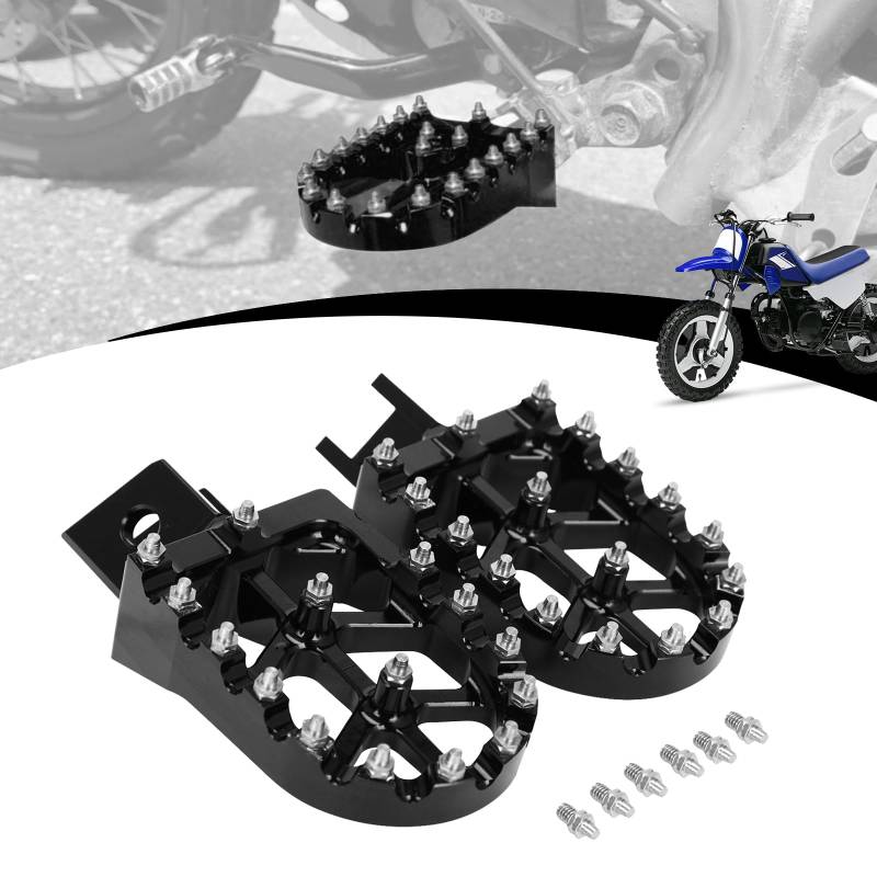 JFG RACING Dirt Bike Fußrasten,CNC Fußrasten Vorne Fußrasten Rest Pedal für PW50 1981-2024 PW80 1983-2006 Y-Zinger 1985-2001-Schwarz von JFG RACING