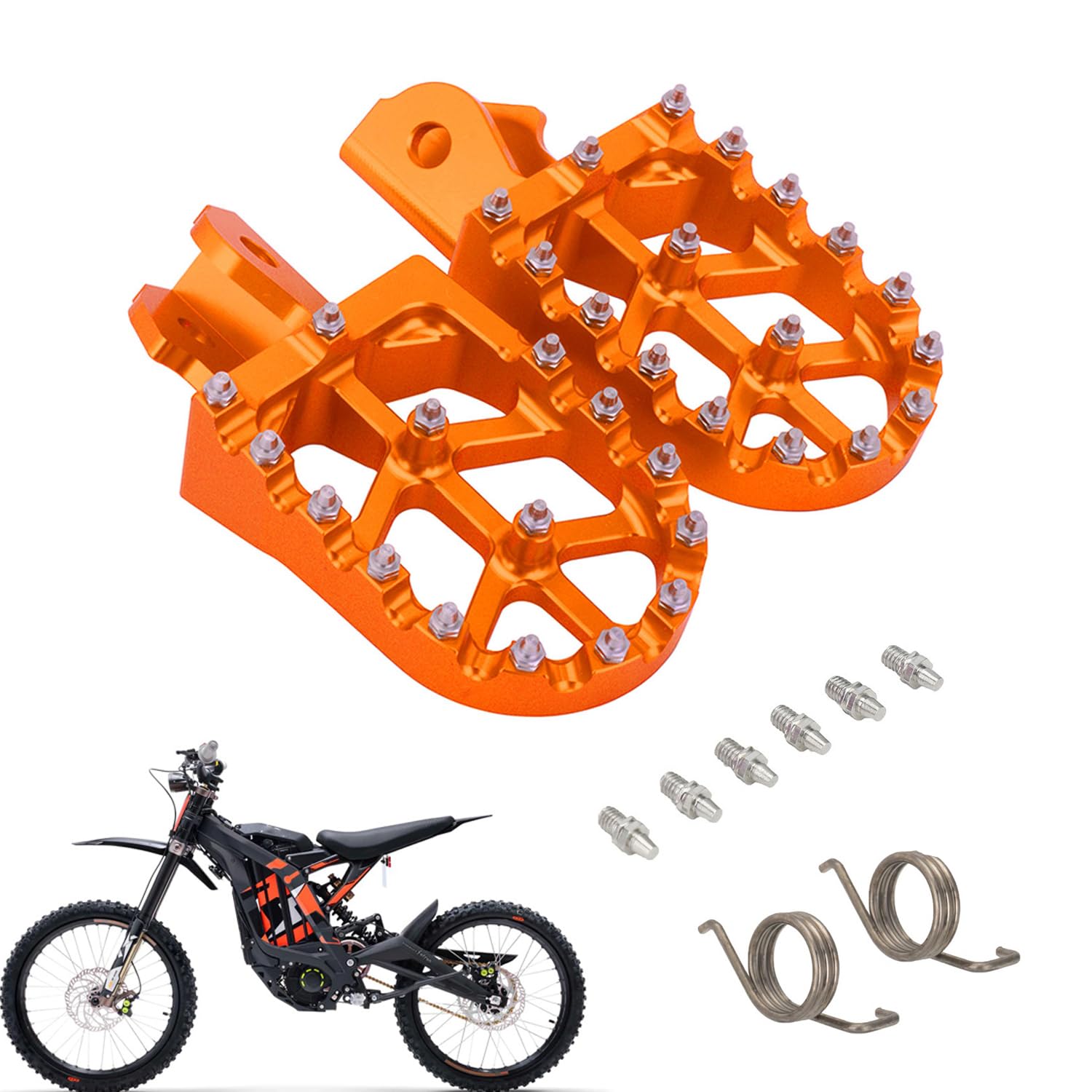 Dirt Bike Fußrasten,Motorrad Fußrasten Breite Fußrasten CNC Aluminiumlegierung für Sur Ron Light Bee S/X X160 X260 CRF150F CRF230F 2003-2019 Orange von JFG RACING