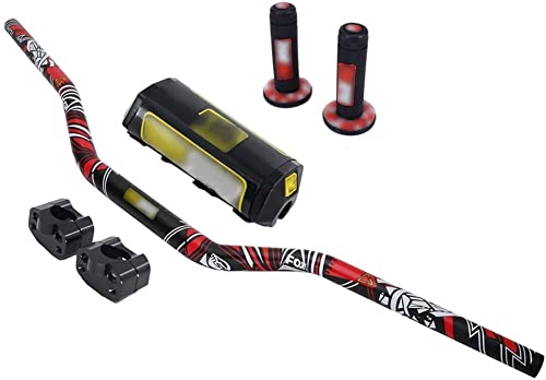 Lenker 1 1/8 Zoll 28 mm Fat Bar + Dirt Bike Griffe + Lenkerpolster + Lenker Riser für CR CRF KX KXF RMZ von JFG RACING