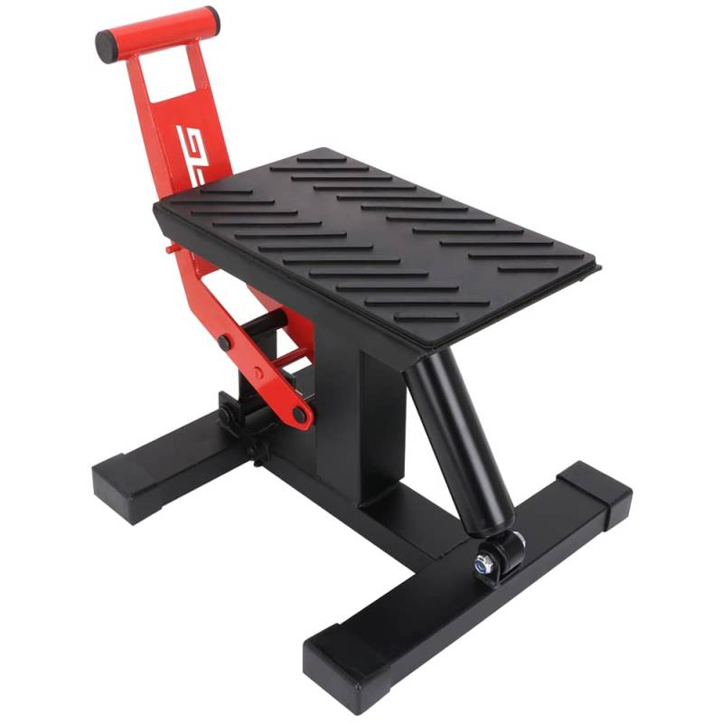 JFG RACING Motorrad Dirt Bike Stand Lift Jack Hebetisch Höhenverstellbarer Hebeständer Stahl Motorrad ATV Wide Deck Scherenhebebühne-Rot von JFG RACING