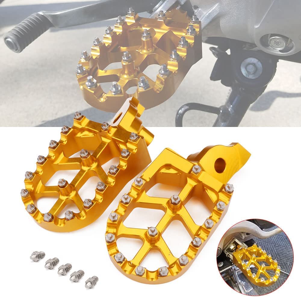 2 Stück Motorrad Fußrasten,CNC Aluminium Fußrasten Pedale Auflager Fußrasten Rest Pedale für RMZ 250 2007-2024 RMZ 450 2005-2024 Dirt Bike-Gold von JFG RACING