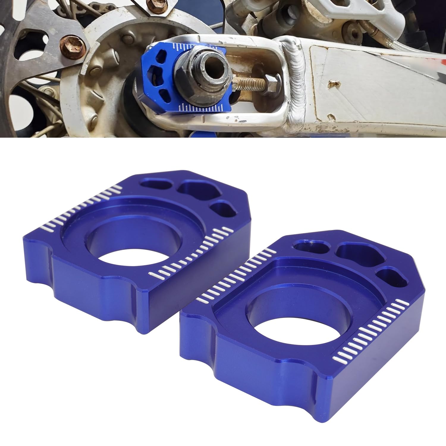 JFG RACING Motorrad Hinterachsblöcke Kettenspanner CNC für YZ125 YZ250 YZ250F YZ250X YZ250FX YZ450F WR250F WR450F WR250R WR250X -Blau von JFG RACING