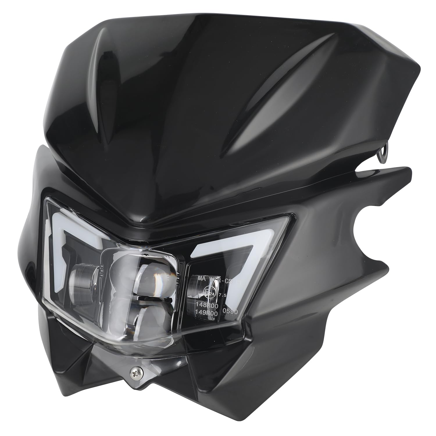 JFG RACING Motorrad Scheinwerfer,Motorrad Lichtmaske Verkleidung Maske Tagfahrlicht Scheinwerfer Wasserdicht für Dirt Pit Bike Dual Sport Enduro-Schwarz von JFG RACING