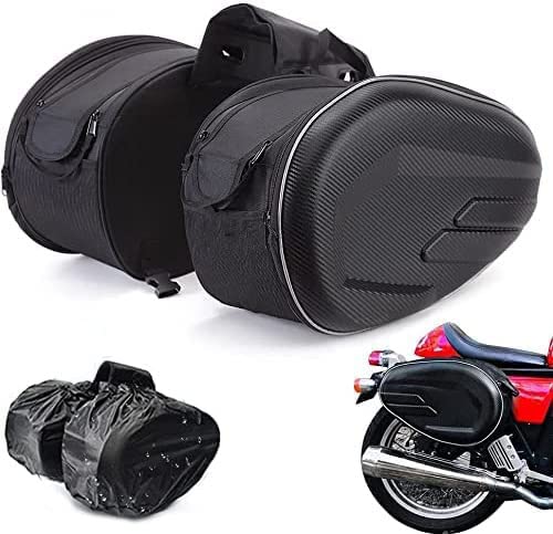 Motorrad Seitentasche,Satteltaschen Motorrad,Seitenkoffer Motorrad,36L-58L,Große Kapazität Kohlefaser Fall Gepäckrolle wit Regenschutz Aufbewahrung Mehrzweck für -2PC von JFG RACING