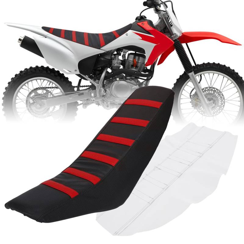 JFG RACING Motorrad Sitzbezug,Universal Motorrad Rutschfester Sitzbezug für SXF EXC EXC XC SX CR CRF WR WRF RMZ YZF KLX Dirt Pit Bike Motorcross Enduro Off-Road Motorrad-Rot von JFG RACING