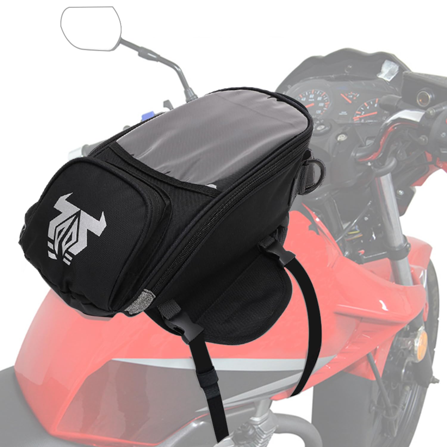 JFG RACING Motorrad-Tanktasche – wasserdichte Motorrad-Gepäcktasche mit starkem Magnet, großem Fenster – Universal-Öl-Tanktasche von JFG RACING