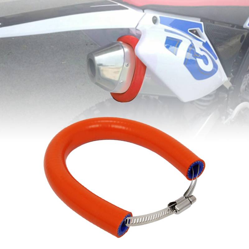 JFG RACING 64 cm/25,2" Motorrad Auspuff Schutzring,Universeller Verstellbarer Auspuff Schutz Hitzeschutz Auspuff Motorrad für Pit Dirt Bike Motocross Supermoto Enduro Scooter-Orange von JFG RACING