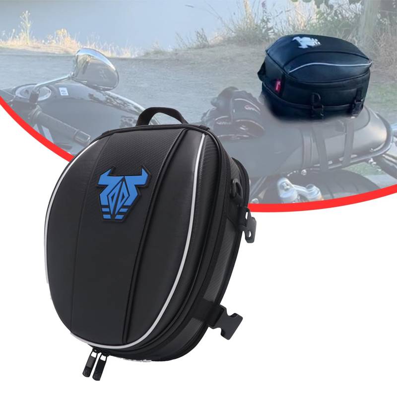 Motorrad-Hecktasche,Hecktasche Motorrad Wasserdicht Gepäcktasche Sitztasche Motorrad-Satteltaschen Multifunktionale Fahrradtasche Sportrucksack-Blau von JFG RACING