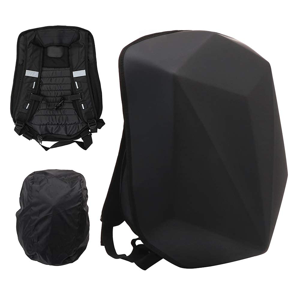 Motorrad-Rucksack Helmtasche Hardshell Wasserdicht Schwarz Diamant Rucksack für Reisen Camping Radfahren Aufbewahrungstasche von JFG RACING